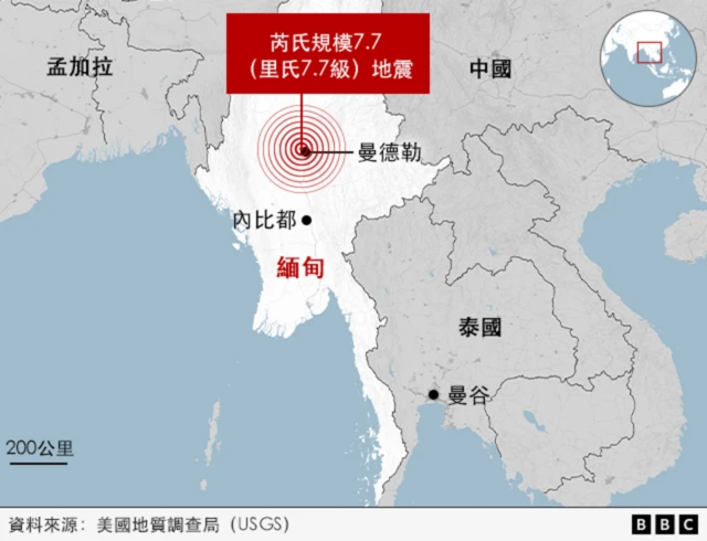 缅甸7.7级强烈地震